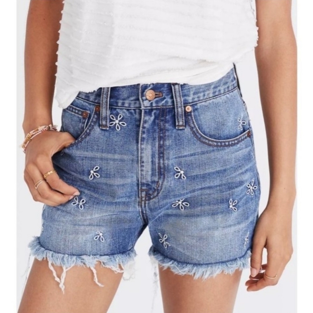 MADEWELL The Perfect Jean Short Daisy Embroidered Sz 29